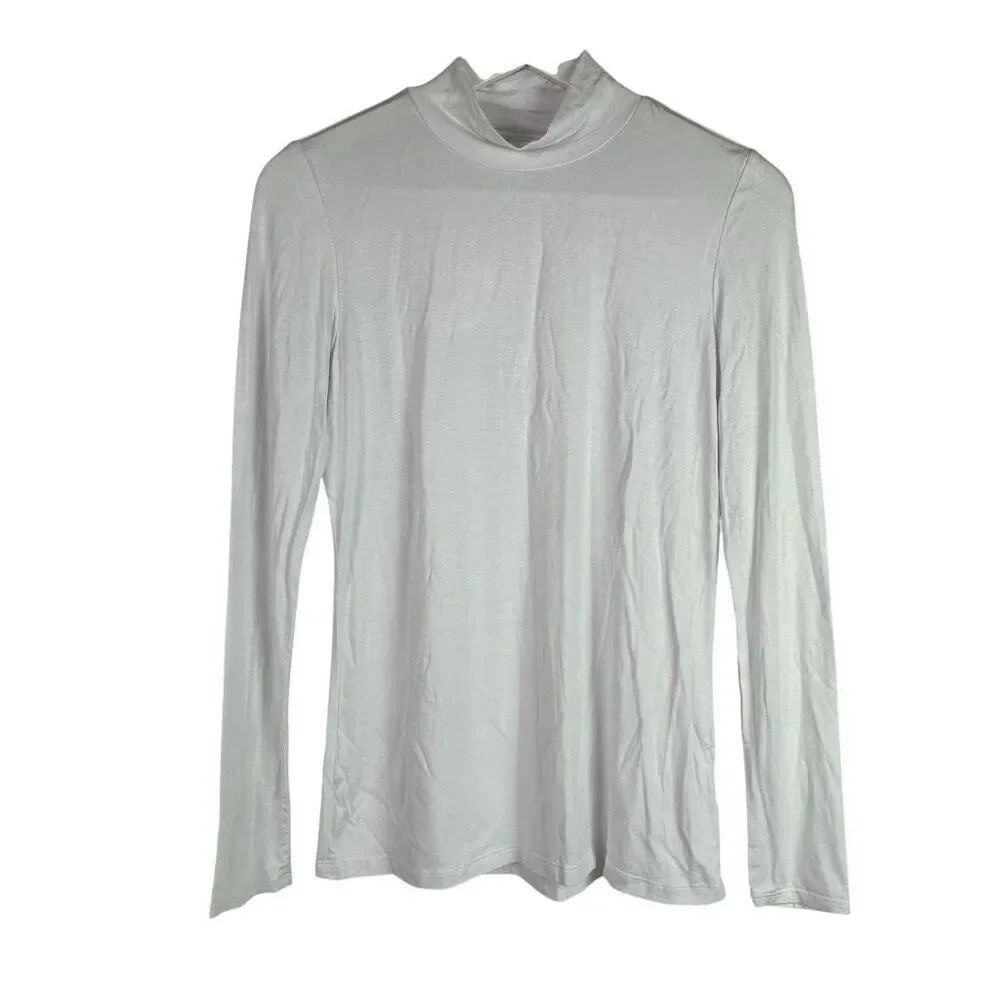 Tahari Women's White XS Mock Neck Long Sleeve Top